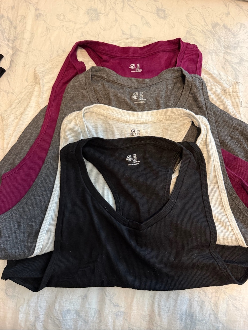GAP Ribbed Tank Top Set in Black, Gray, Cream & Magenta